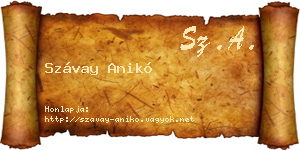 Szávay Anikó névjegykártya